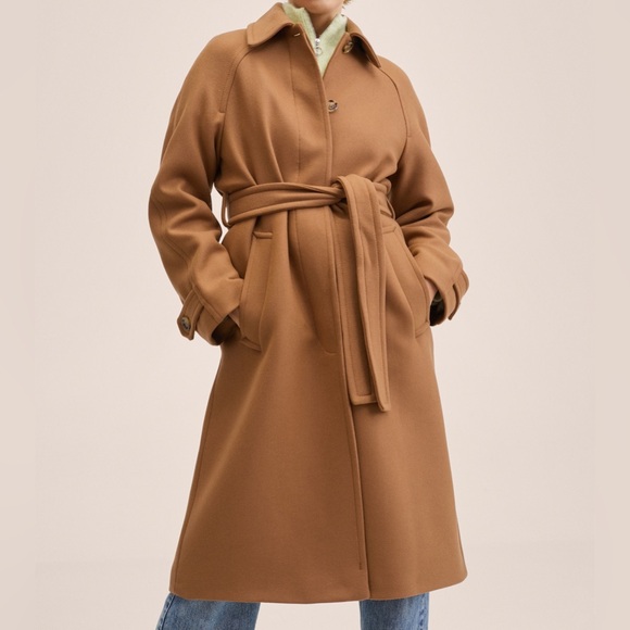 Mango MNG woolen coat with belt bloggers influencer favorite - Picture 2 of 16